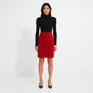 Vintage 80s DANIER Suede Leather Pencil Skirt Size 8 Red